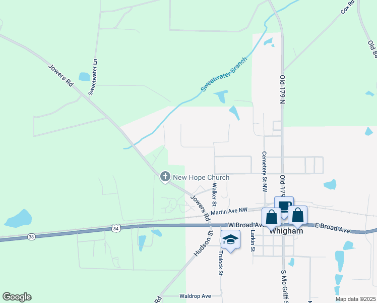 map of restaurants, bars, coffee shops, grocery stores, and more near 303 Clark Drive in Whigham
