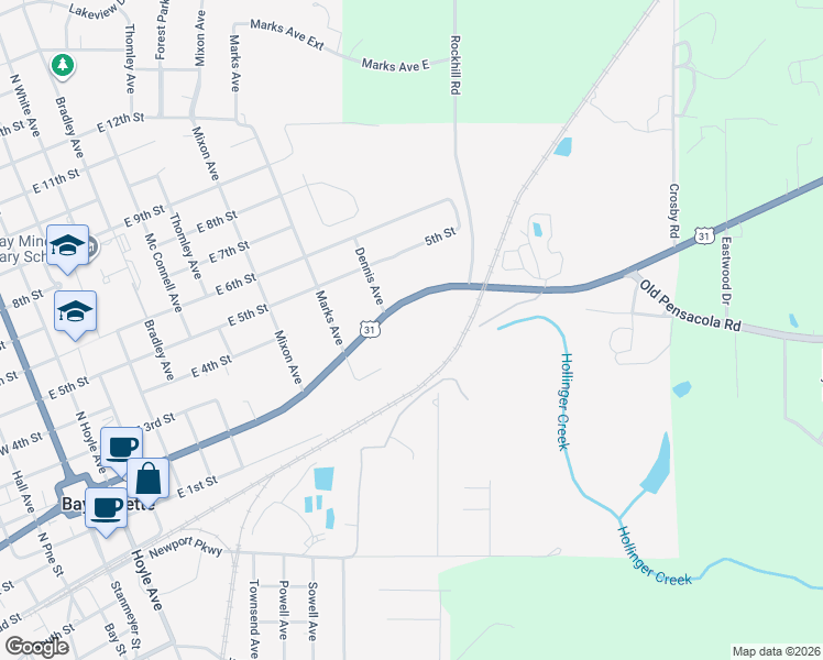 map of restaurants, bars, coffee shops, grocery stores, and more near 920 U.S. 31 in Bay Minette