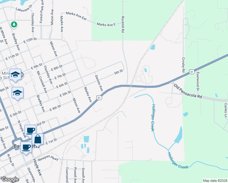 map of restaurants, bars, coffee shops, grocery stores, and more near 920 U.S. 31 in Bay Minette