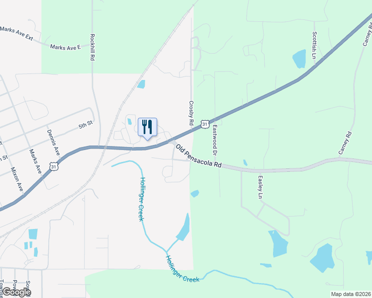 map of restaurants, bars, coffee shops, grocery stores, and more near Littles South Lane in Bay Minette