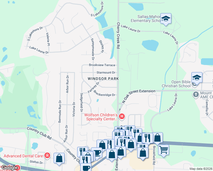 map of restaurants, bars, coffee shops, grocery stores, and more near 111 Fairway Drive in Valdosta
