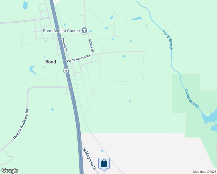 map of restaurants, bars, coffee shops, grocery stores, and more near 62 Stringer Road in Wiggins