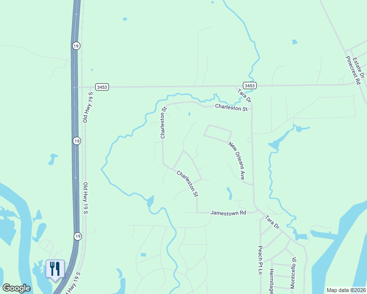 map of restaurants, bars, coffee shops, grocery stores, and more near Williamsburg Street in Trinity
