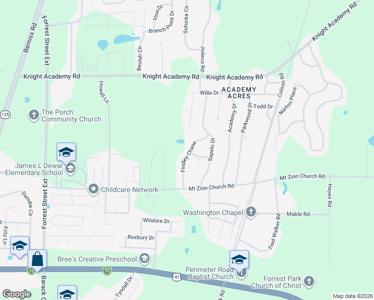 map of restaurants, bars, coffee shops, grocery stores, and more near 2913 Pennbrooke Drive in Valdosta