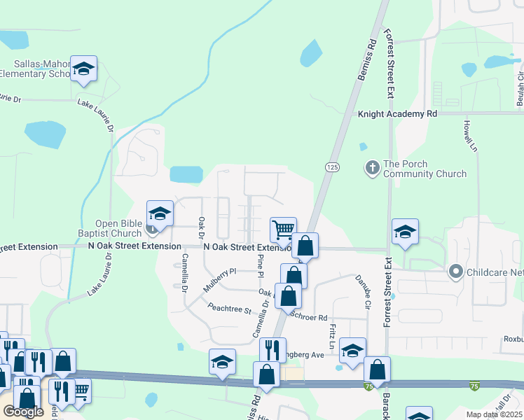 map of restaurants, bars, coffee shops, grocery stores, and more near 5146 Northwind Boulevard in Valdosta