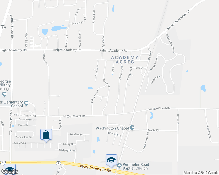 map of restaurants, bars, coffee shops, grocery stores, and more near 2843 Sapelo Drive in Valdosta