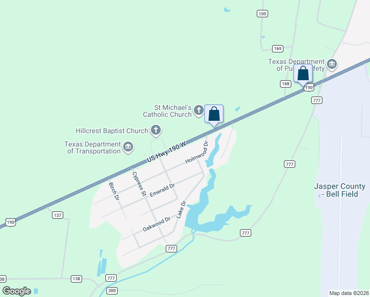 map of restaurants, bars, coffee shops, grocery stores, and more near 3059 US Highway 190 West in Jasper