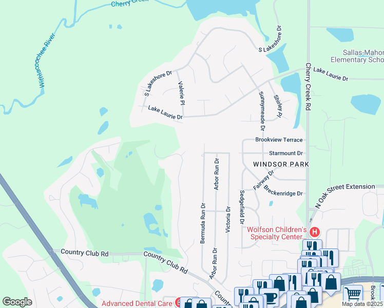 map of restaurants, bars, coffee shops, grocery stores, and more near 3 Saint Andrews Circle in Valdosta