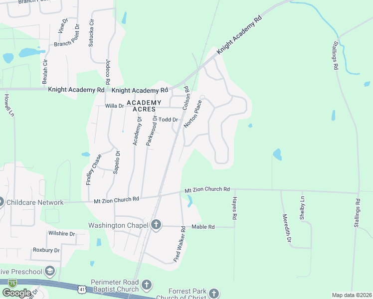 map of restaurants, bars, coffee shops, grocery stores, and more near 3356 Norton Place in Valdosta