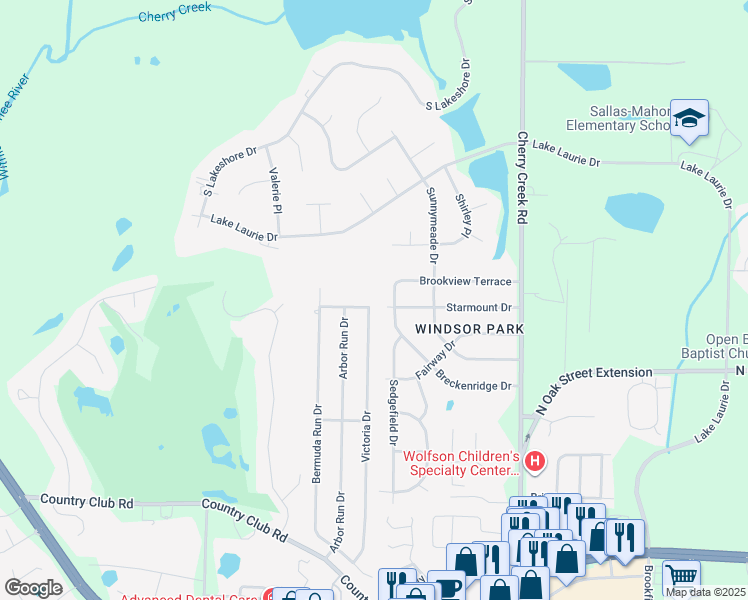 map of restaurants, bars, coffee shops, grocery stores, and more near 3661 Victoria Drive in Valdosta