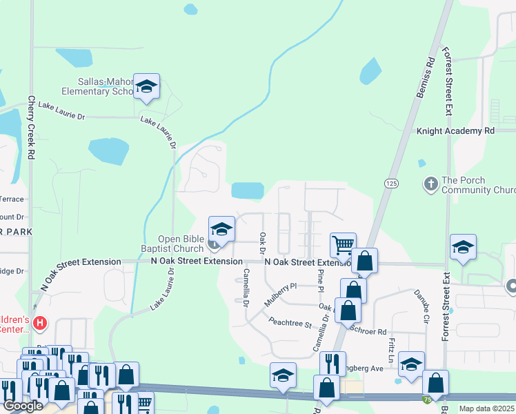 map of restaurants, bars, coffee shops, grocery stores, and more near 4023C Camellia Drive in Valdosta