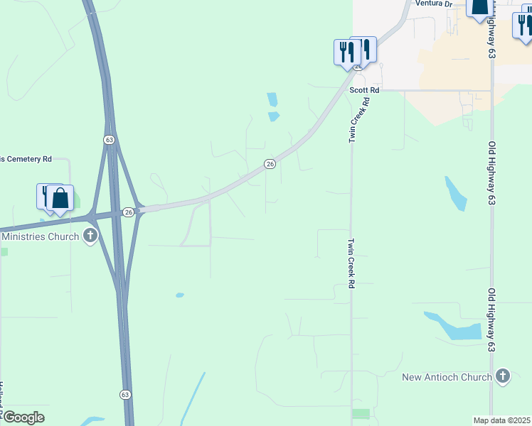 map of restaurants, bars, coffee shops, grocery stores, and more near 199 Grant Road in Lucedale