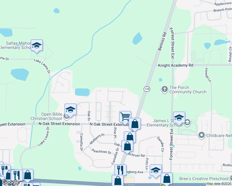 map of restaurants, bars, coffee shops, grocery stores, and more near 5148 Northwind Boulevard in Valdosta