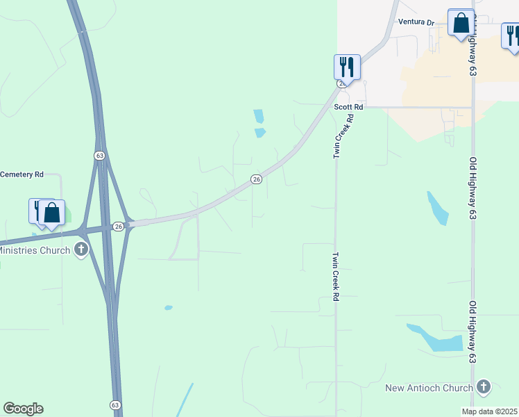 map of restaurants, bars, coffee shops, grocery stores, and more near 101-199 Grant Road in Lucedale