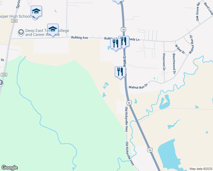 map of restaurants, bars, coffee shops, grocery stores, and more near 2055 South Wheeler Street in Jasper