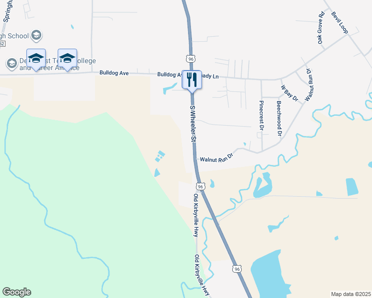 map of restaurants, bars, coffee shops, grocery stores, and more near 2055 South Wheeler Street in Jasper