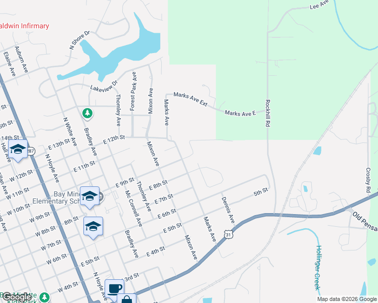 map of restaurants, bars, coffee shops, grocery stores, and more near 9th St Exn in Bay Minette