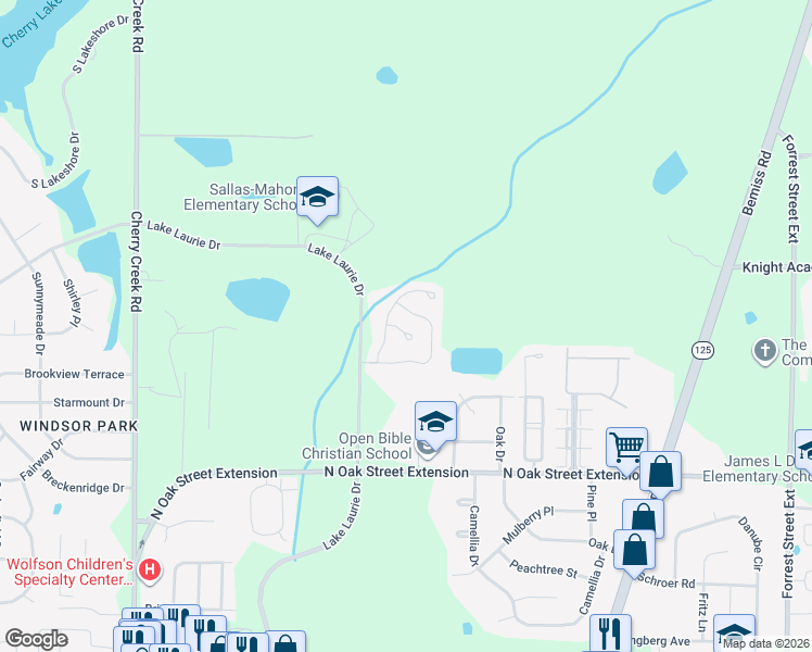 map of restaurants, bars, coffee shops, grocery stores, and more near 3847 Napa Drive in Valdosta