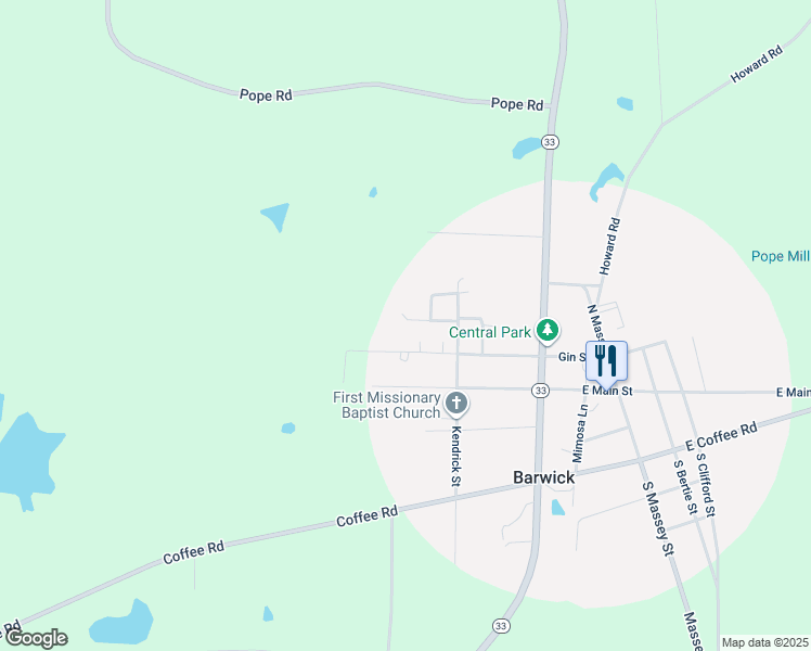 map of restaurants, bars, coffee shops, grocery stores, and more near 1129 Richardson Street in Barwick