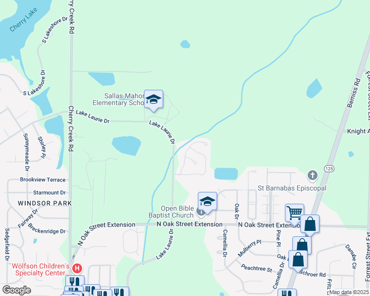 map of restaurants, bars, coffee shops, grocery stores, and more near 3847 Napa Drive in Valdosta