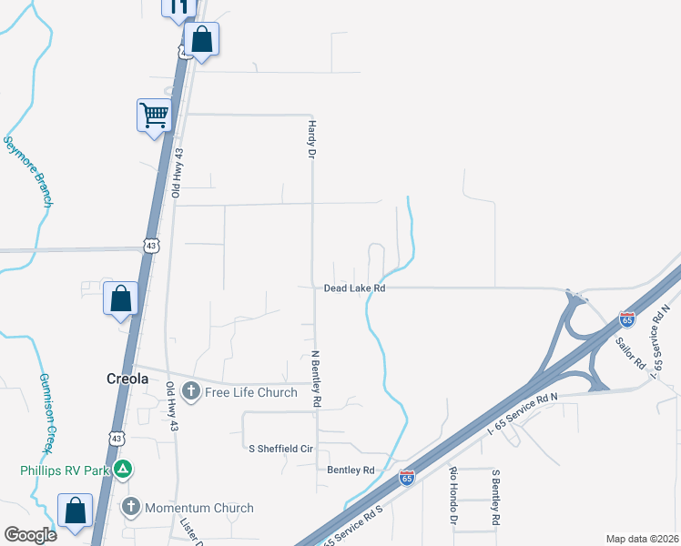 map of restaurants, bars, coffee shops, grocery stores, and more near 474 Dead Lake Road in Creola