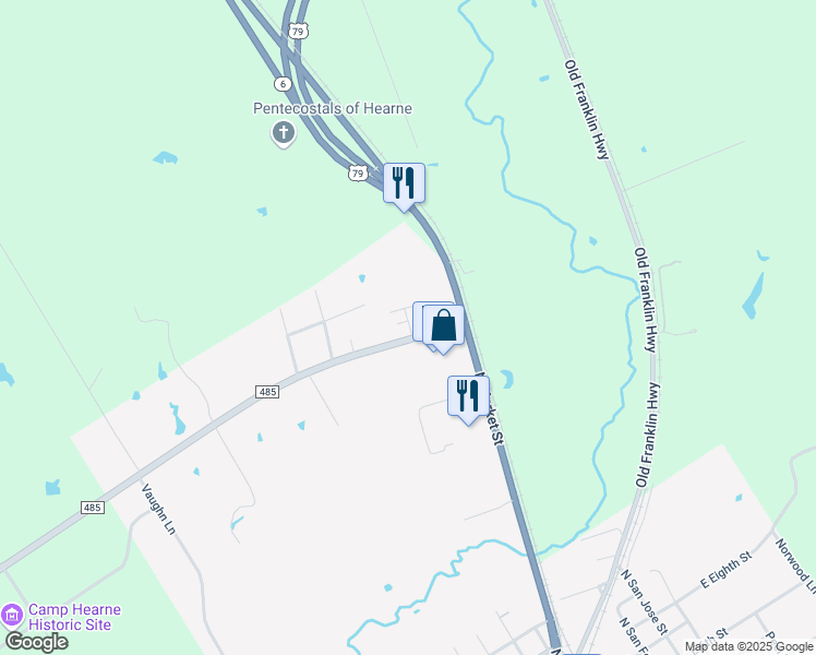map of restaurants, bars, coffee shops, grocery stores, and more near 204 Mary Louise Street in Hearne