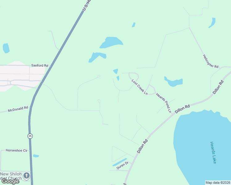 map of restaurants, bars, coffee shops, grocery stores, and more near 203 Stirrup Lane in Thomasville