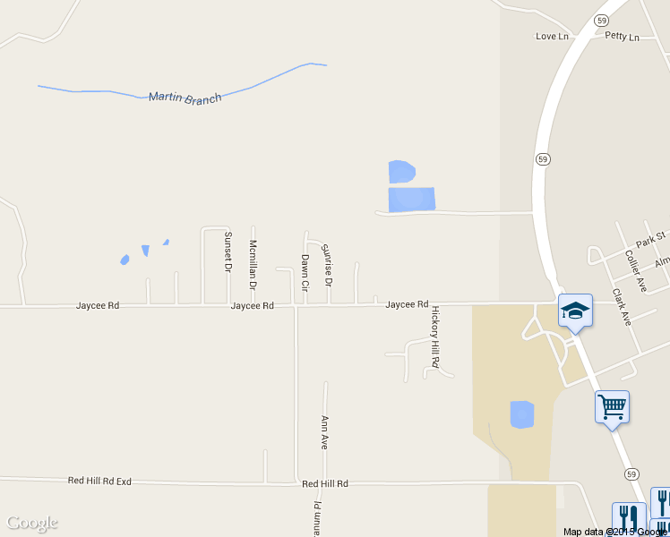 map of restaurants, bars, coffee shops, grocery stores, and more near 46108 Sunrise Dr in Bay Minette