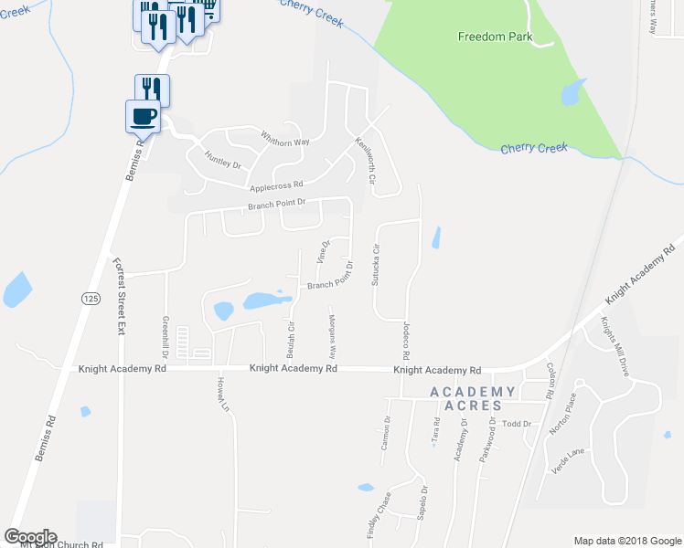 map of restaurants, bars, coffee shops, grocery stores, and more near 5328 Branch Point Drive in Valdosta