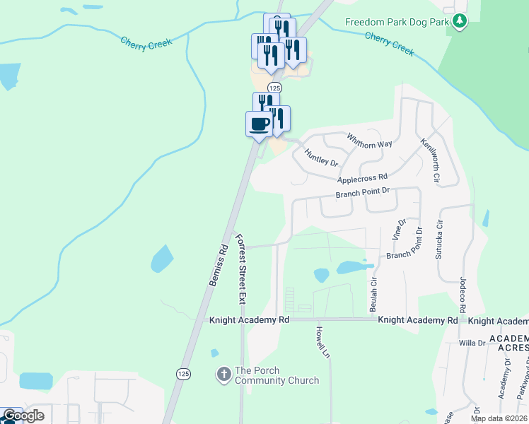 map of restaurants, bars, coffee shops, grocery stores, and more near 3833 Edinburg Circle in Valdosta