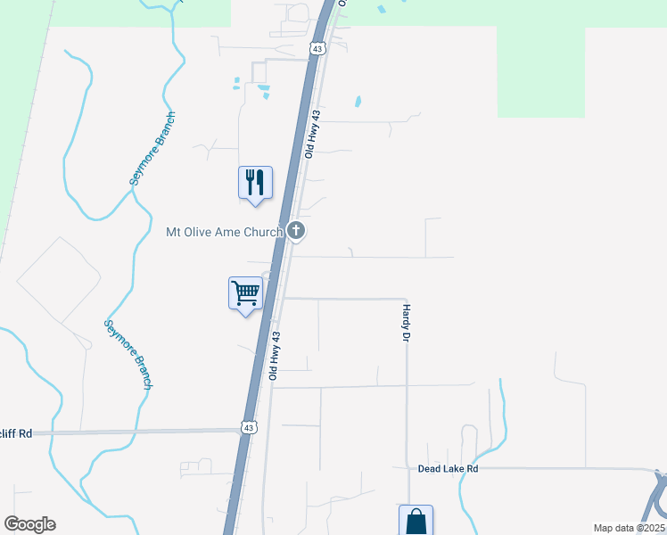 map of restaurants, bars, coffee shops, grocery stores, and more near 155 Creola Drive in Creola
