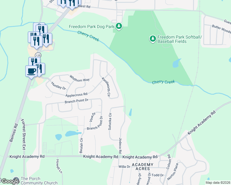 map of restaurants, bars, coffee shops, grocery stores, and more near 4358 Kenilworth Circle in Valdosta