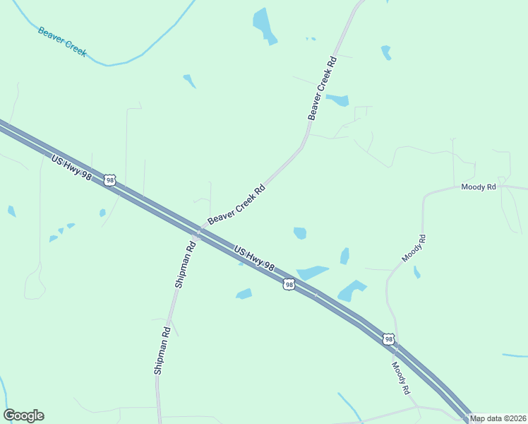 map of restaurants, bars, coffee shops, grocery stores, and more near Beaver Creek Road in Lucedale