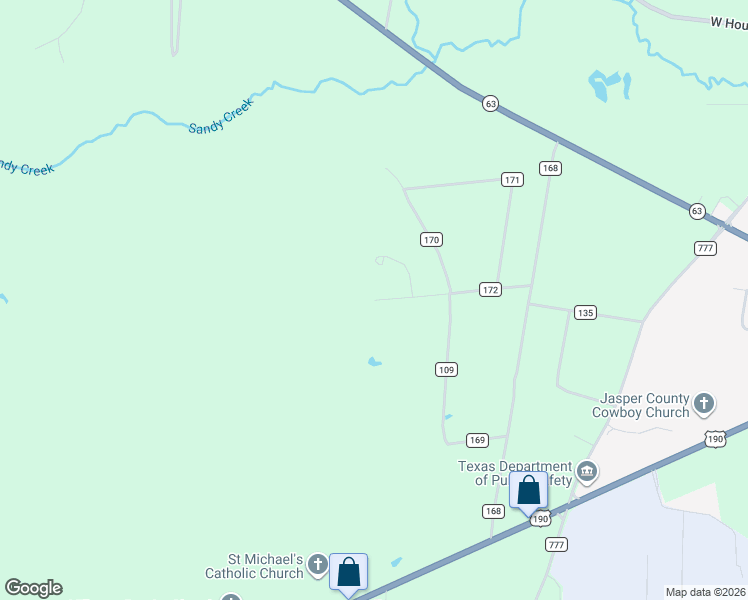 map of restaurants, bars, coffee shops, grocery stores, and more near 388 County Road 172 in Jasper