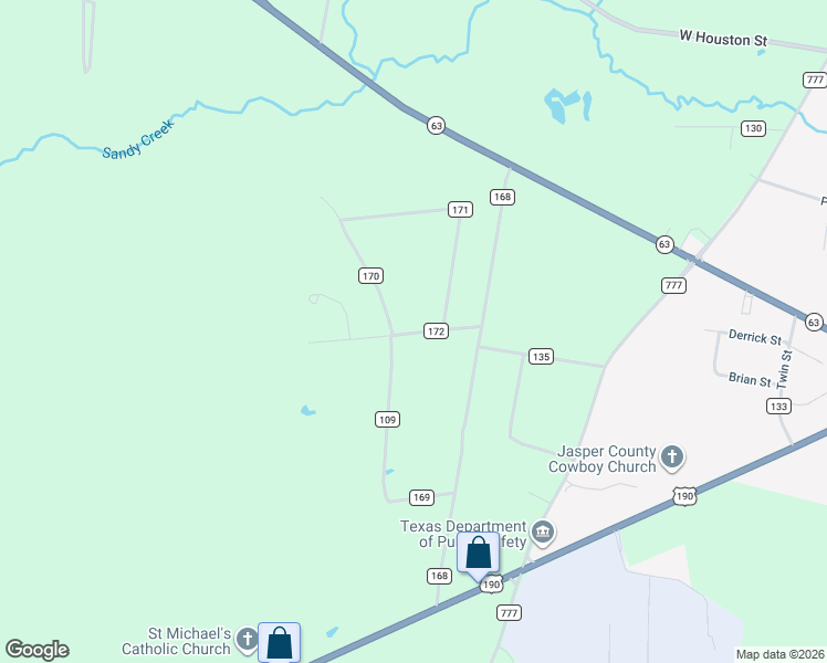 map of restaurants, bars, coffee shops, grocery stores, and more near 558 County Road 170 in Jasper