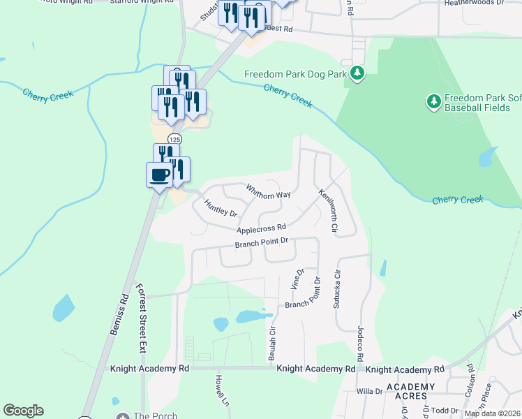 map of restaurants, bars, coffee shops, grocery stores, and more near 4317 Stonehaven Drive in Valdosta