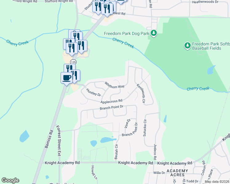 map of restaurants, bars, coffee shops, grocery stores, and more near 4174 Whithorn Way in Valdosta