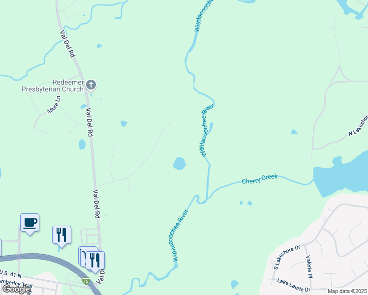 map of restaurants, bars, coffee shops, grocery stores, and more near 3548 River Chase Drive in Valdosta