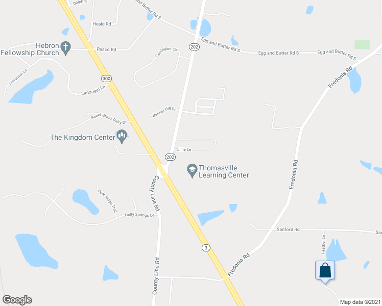 map of restaurants, bars, coffee shops, grocery stores, and more near 82 Lillie Lane in Thomasville