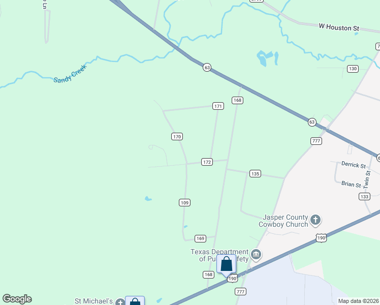 map of restaurants, bars, coffee shops, grocery stores, and more near 558 County Road 170 in Jasper