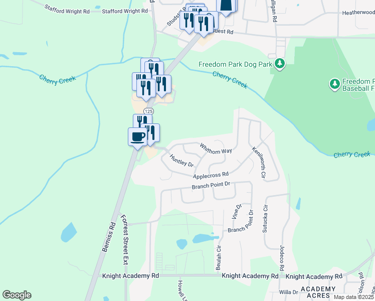 map of restaurants, bars, coffee shops, grocery stores, and more near 4208 Broughton Street in Valdosta