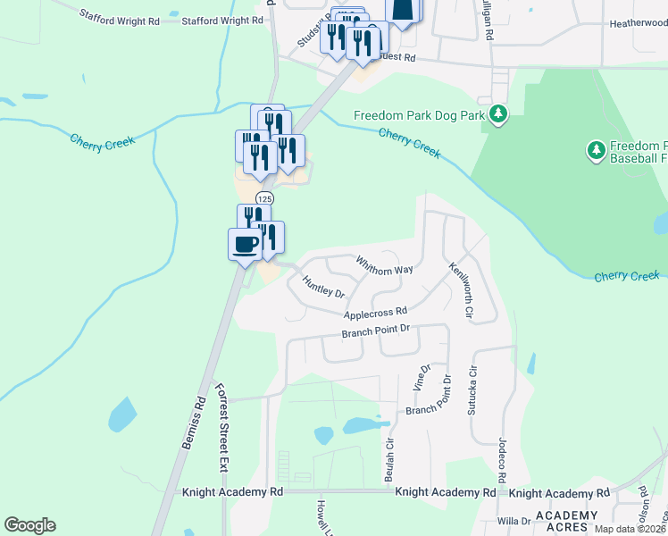 map of restaurants, bars, coffee shops, grocery stores, and more near 4208 Broughton Street in Valdosta