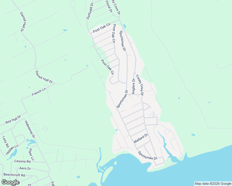 map of restaurants, bars, coffee shops, grocery stores, and more near 1105 Post Oak Circle in Trinity