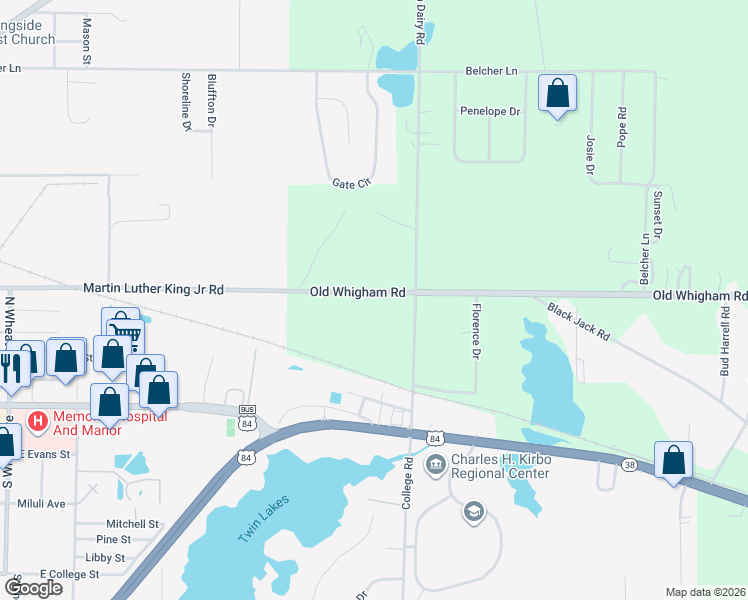 map of restaurants, bars, coffee shops, grocery stores, and more near 2476-2490 Old Whigham Road in Bainbridge