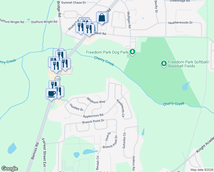 map of restaurants, bars, coffee shops, grocery stores, and more near 4217 Whithorn Way in Valdosta
