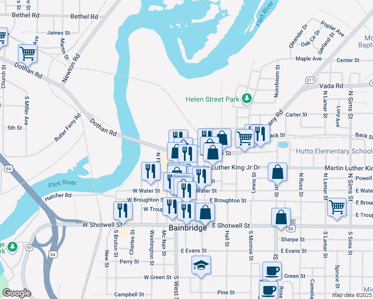 map of restaurants, bars, coffee shops, grocery stores, and more near 100-198 State Bicycle Route 10 in Bainbridge