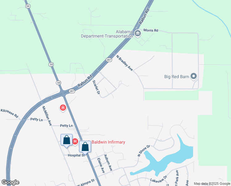 map of restaurants, bars, coffee shops, grocery stores, and more near 47740 Rabun Rd in Bay Minette