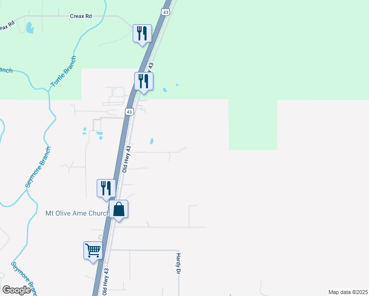 map of restaurants, bars, coffee shops, grocery stores, and more near 319 Lister Ln in Creola