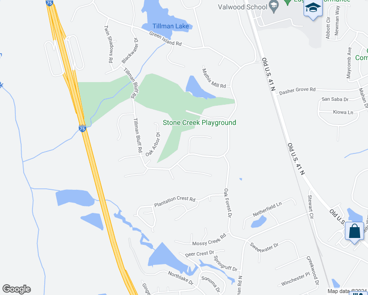 map of restaurants, bars, coffee shops, grocery stores, and more near 4603 Ridgeview Circle in Valdosta