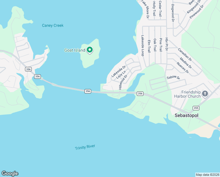 map of restaurants, bars, coffee shops, grocery stores, and more near Farm to Market 356 in Trinity